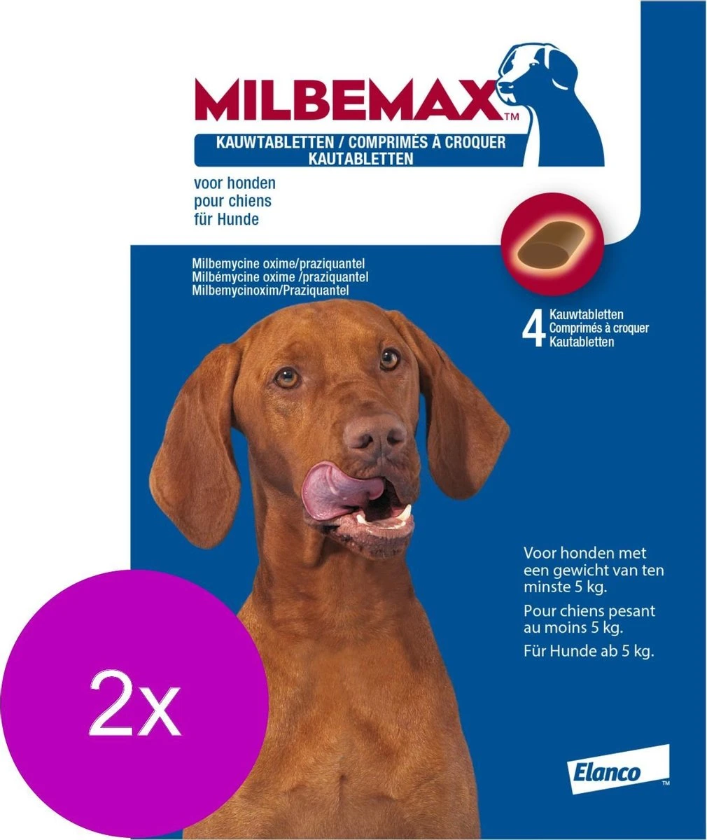 Elanco Milbemax Kauwtablet Hond Vanaf 5kg - Anti Wormenmiddel - 2 X 28 G 4 Stuks Vanaf 5 Kg 3 Elanco Milbemax Kauwtablet Hond Vanaf 5kg - Anti Wormenmiddel - 2 X 28 G 4 Stuks Vanaf 5 Kg