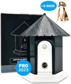 Vulpes Pets® Anti Blaf Apparaat Pro - Anti Blafband Voor Alle Honden - Luxe Hondentrainer - Diervriendelijk & Zonder Schok - Inclusief 9V Batterij - Waterbestendig - Ophangbaar - Instelbare Ultrasone Niveauregeling - 4 Standen