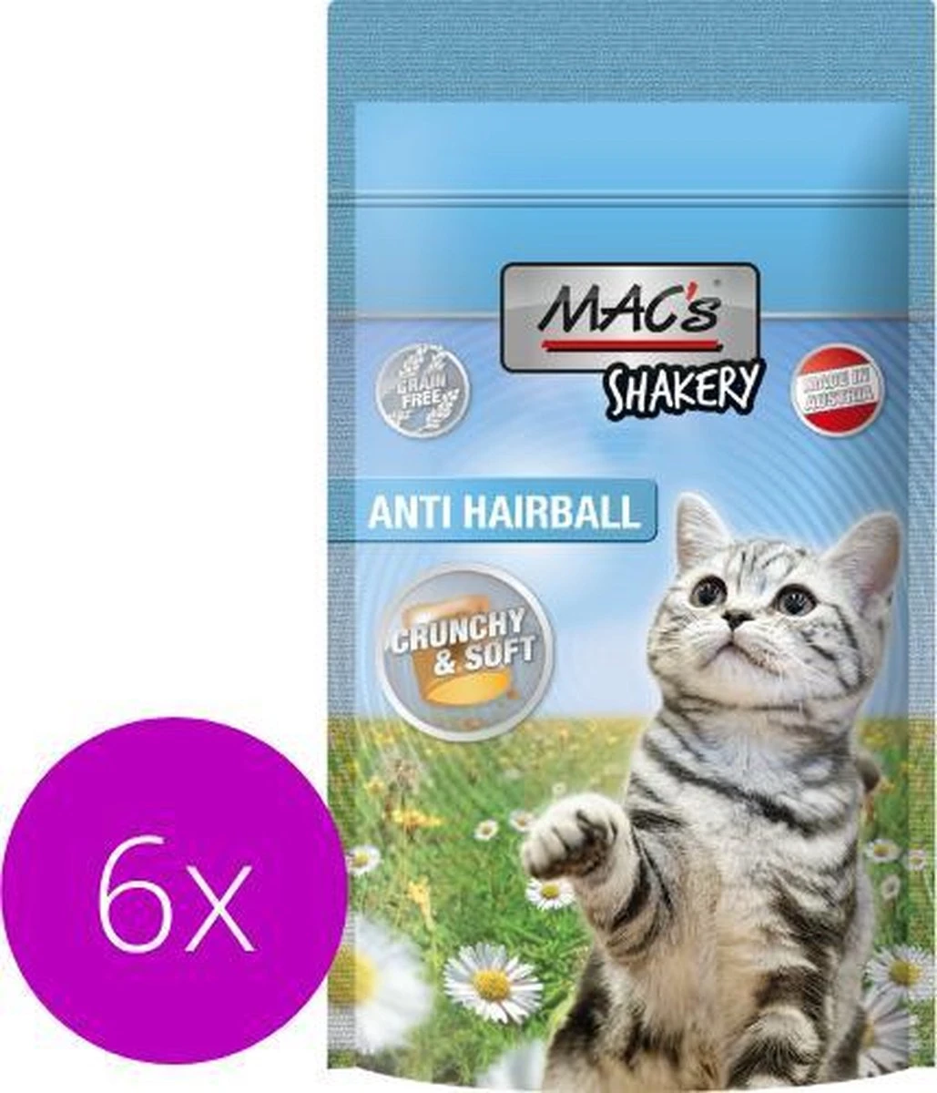 Mac’s Shakery Kattensnoepjes Anti-Haarbal - Graanvrij - Gebits Reinigend - 6 X 60g 3 Mac’s Shakery Kattensnoepjes Anti-Haarbal - Graanvrij - Gebits Reinigend - 6 X 60g