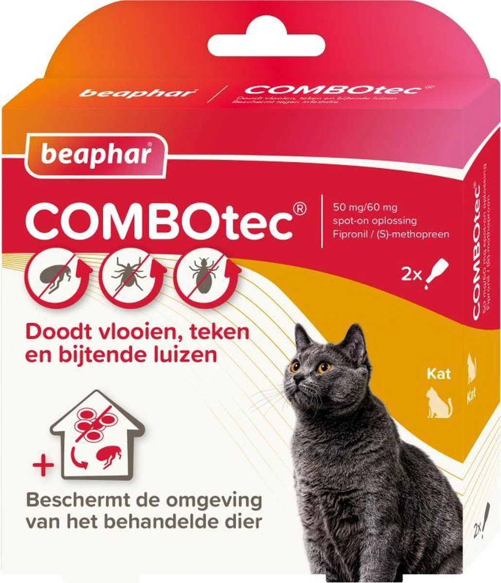 Beaphar Combotec Anti Vlooien En Teken Druppels Kat/Fret 2 Pipetten 4 Beaphar Combotec Anti Vlooien En Teken Druppels Kat/Fret 2 Pipetten - Afbeelding 2