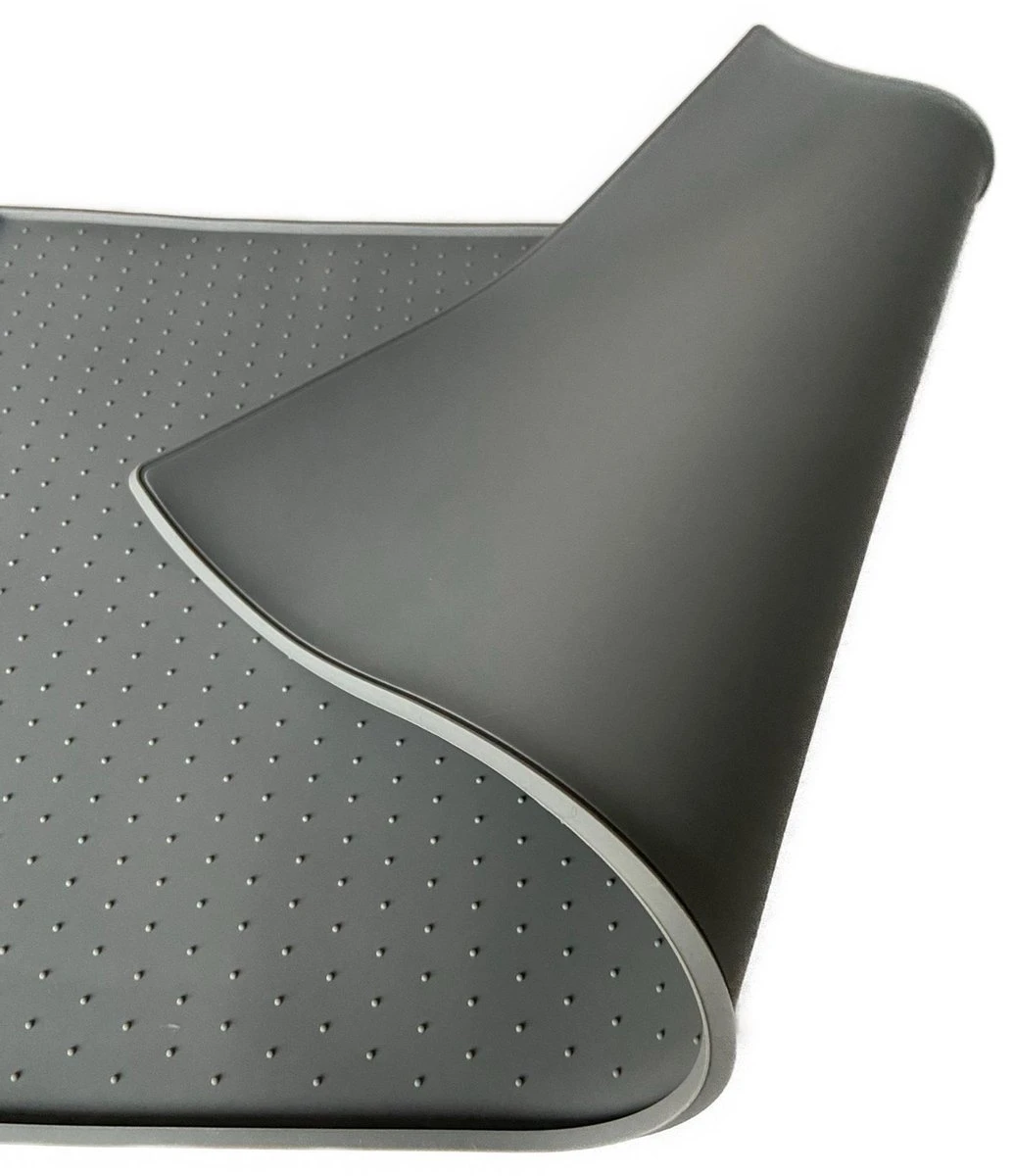 Placemat Voor Voerbak - Voermat Hond Kat - Grijs - Siliconen - 48x30cm 4 Placemat Voor Voerbak - Voermat Hond Kat - Grijs - Siliconen - 48x30cm - Afbeelding 2