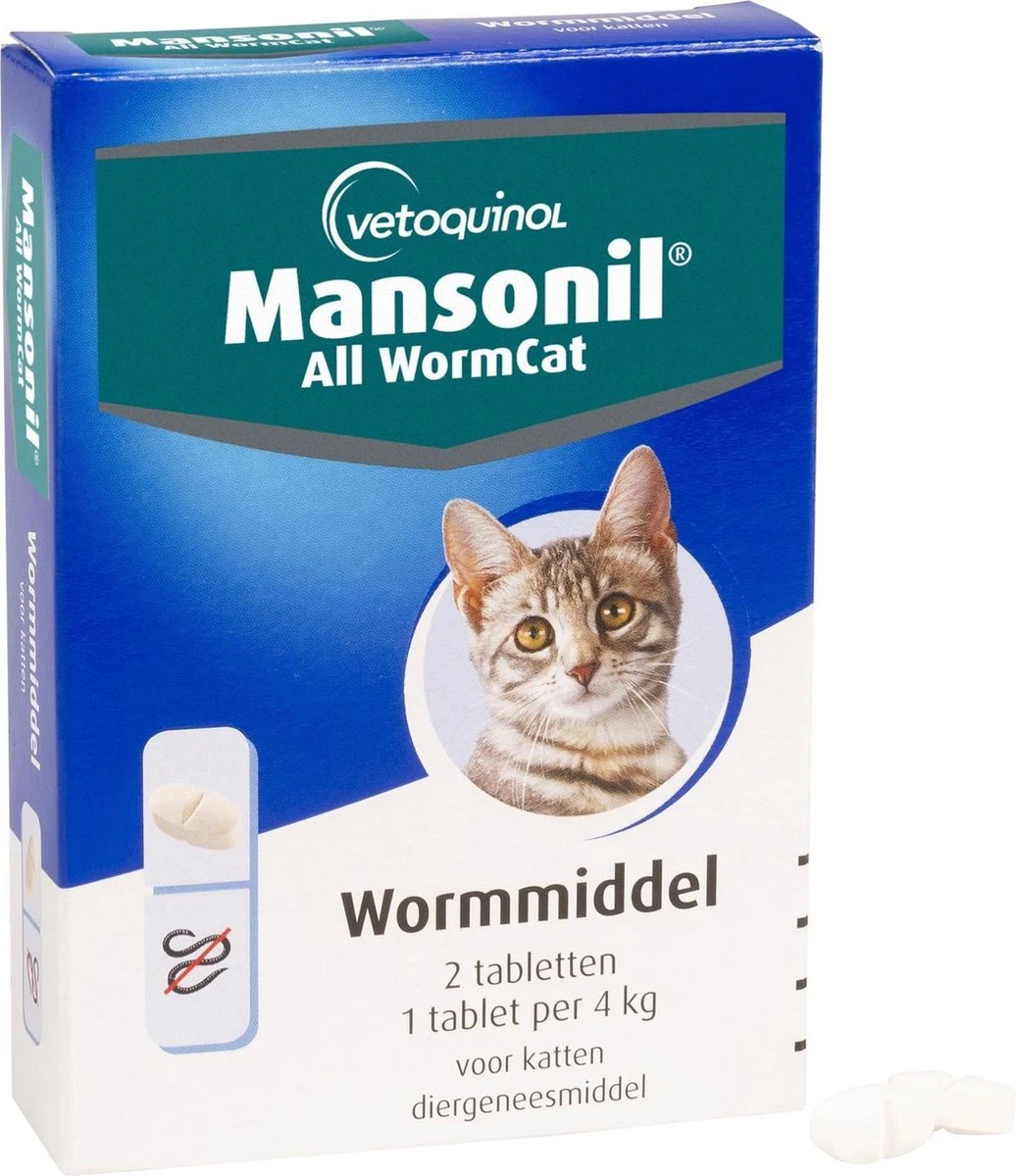 Mansonil All Worm Cat Ontworming - Kat - 2 Tabletten 5 Mansonil All Worm Cat Ontworming - Kat - 2 Tabletten - Afbeelding 3
