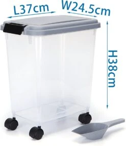 Nobleza Voercontainer - 20L - 7.2KG - Voedselcontainer Hond- Opslagcontainer - Zwenkwielen - Transparant -Huisdier Verkoop 1039x1200 4