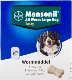 Mansonil All Worm Tasty Ontworming Tabletten Hond 2 Tabletten -Huisdier Verkoop 1095x1200