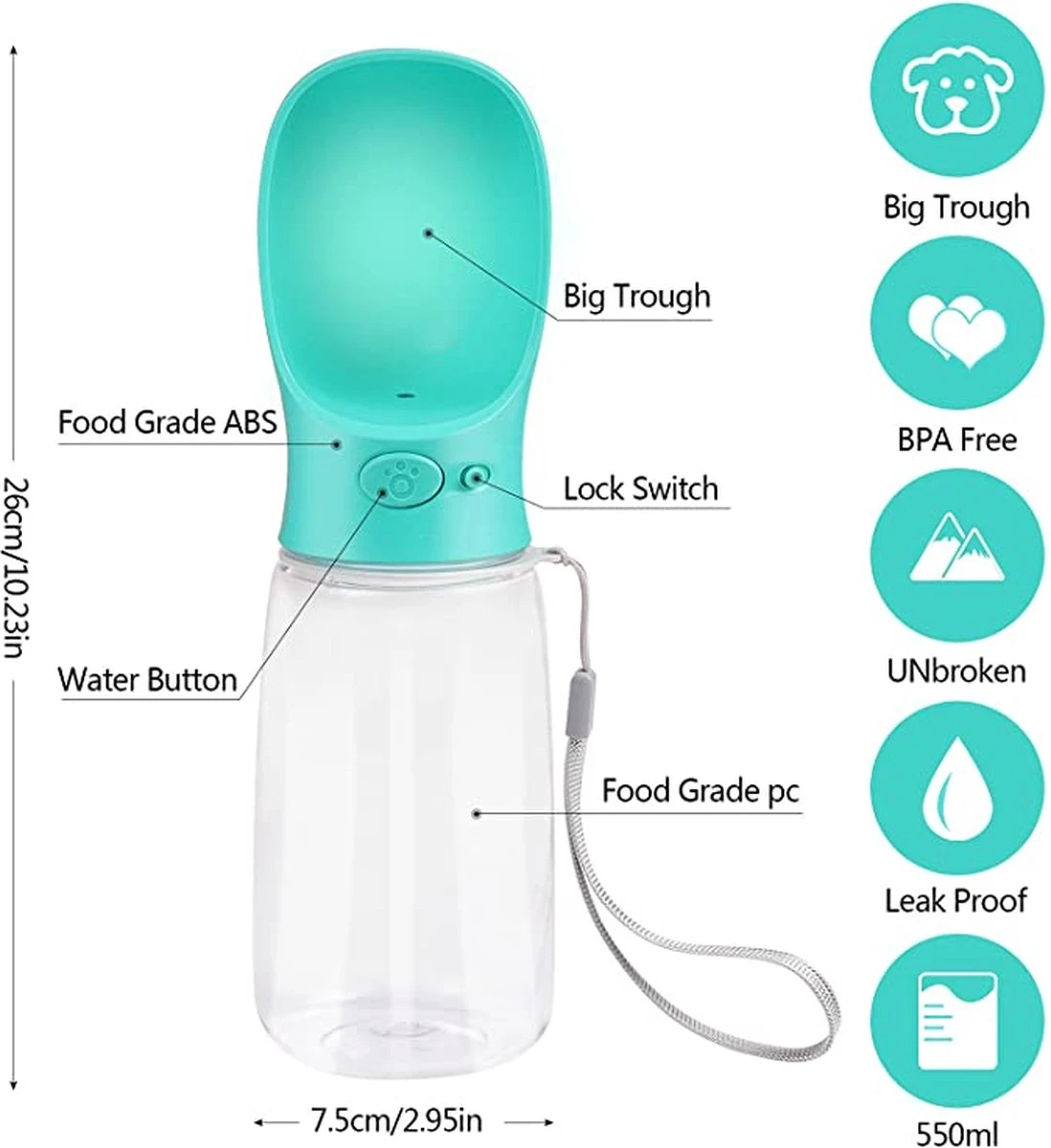 Waterfles Hond - XL - Honden - Waterfles - Blauw - Bidon - Hond Water Fles - Drinkfles - Drinkfles Hond 5 Waterfles Hond - XL - Honden - Waterfles - Blauw - Bidon - Hond Water Fles - Drinkfles - Drinkfles Hond - Afbeelding 3