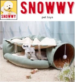 SNOWWY - Kattentunnel Met Kattenmand In één - Origineel En Uniek Design - Kattenhuis - Kattenhuis - Kat Kussen - Kattenbed - Matcha Groen -Huisdier Verkoop 1099x1200 5