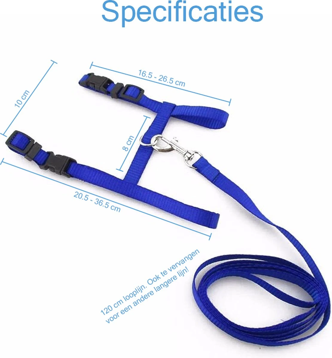 Kattentuigje Met Looplijn Kattenharnas Katten Riem Met Looplijn Kat Verstelbaar - Blauw 5 Kattentuigje Met Looplijn Kattenharnas Katten Riem Met Looplijn Kat Verstelbaar - Blauw - Afbeelding 3