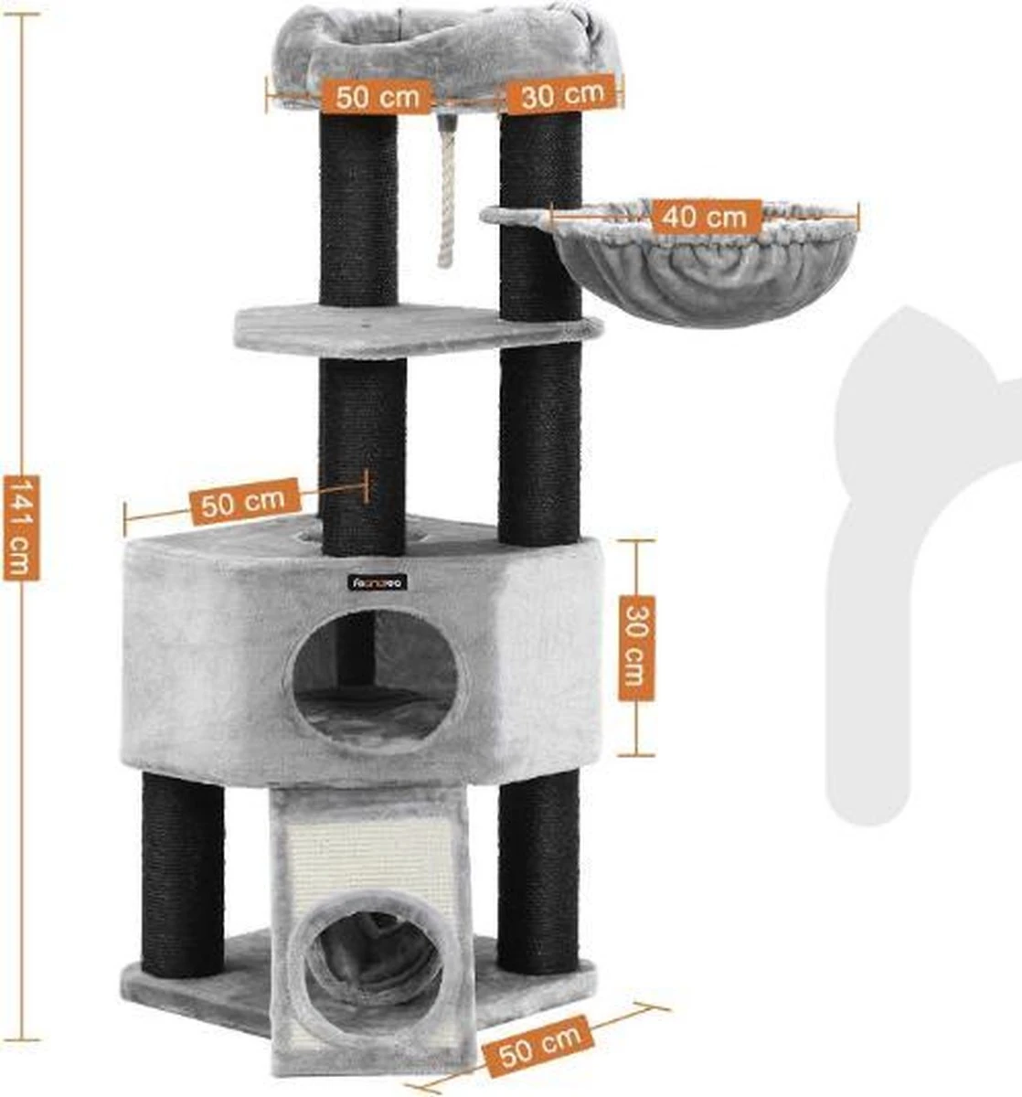 MIRA Home Krabpaal – Poezen Krabpaal – Pluche - Grijs – 52x52x42 6 MIRA Home Krabpaal – Poezen Krabpaal – Pluche - Grijs – 52x52x42 - Afbeelding 4