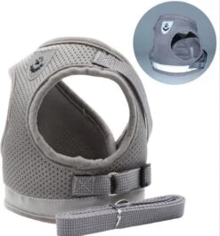 Merkloos Kittentuigje - Verstelbaar Kattentuigje Reflecterend - Kattenharnas - Kattentuig Met Looplijn - Grijs - Maat XS