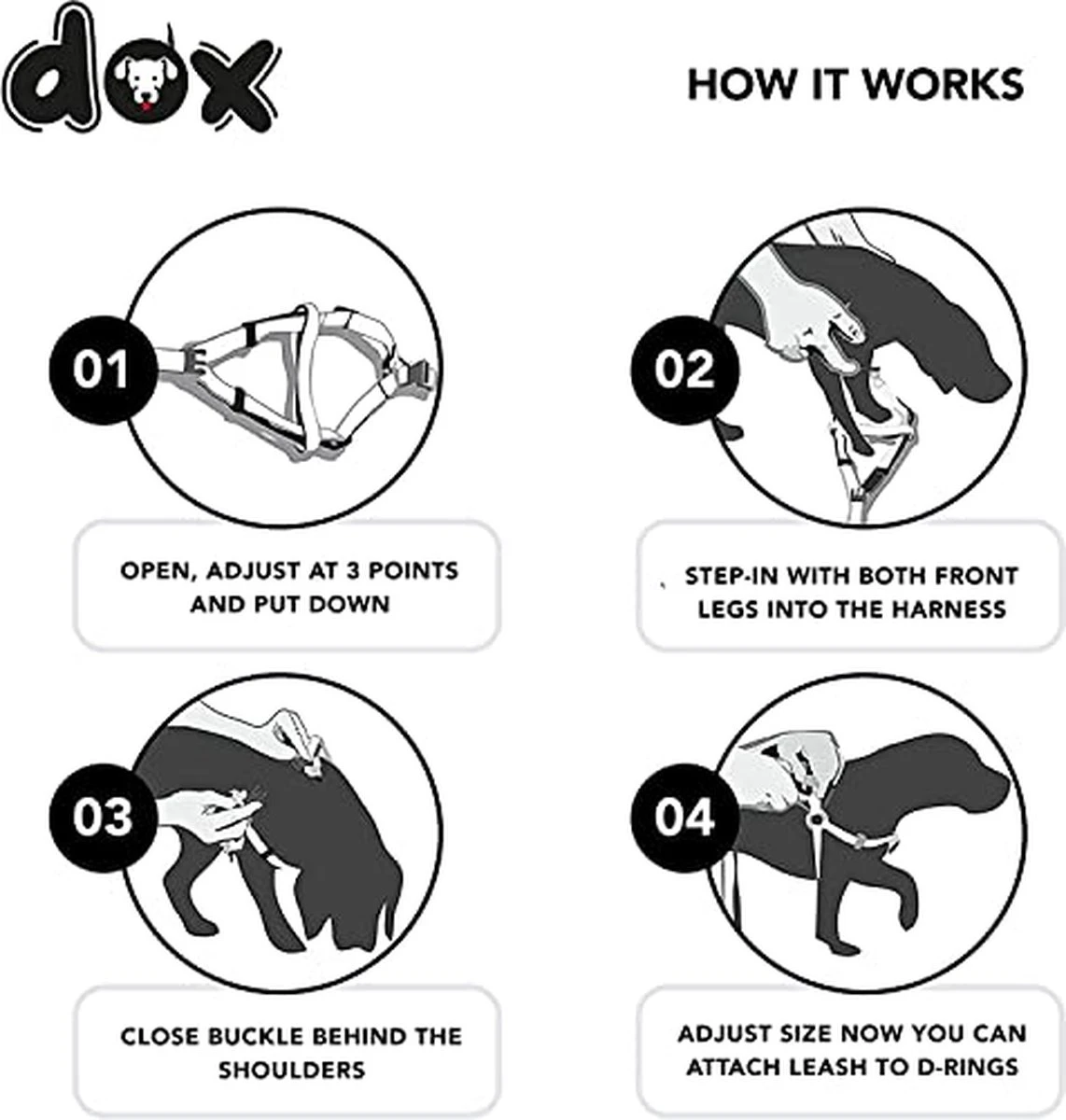 DDOXX Hondenharnas Nylon, Step-In, Verstelbaar, Uitbraakbestendig | Voor Kleine, Middelgrote & Grote Honden | Borstharnas Hond Kat Puppy Auto | Puppy Harnas Kat Harnas | Zwart, S 8 DDOXX Hondenharnas Nylon, Step-In, Verstelbaar, Uitbraakbestendig | Voor Kleine, Middelgrote & Grote Honden | Borstharnas Hond Kat Puppy Auto | Puppy Harnas Kat Harnas | Zwart, S - Afbeelding 6