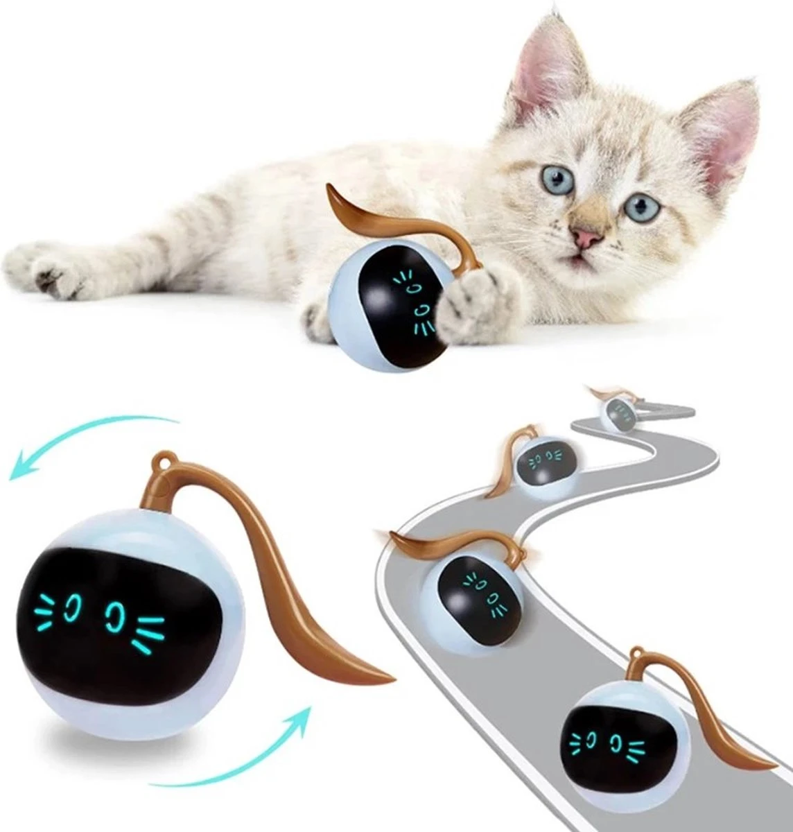 Otiume Slimme Katten Speeltje - Interactieve Zelf Rollende Bal Voor Katten - Kattenspeeltjes -Speelgoed Voor Dieren - USB Oplaadbaar 3 Otiume Slimme Katten Speeltje - Interactieve Zelf Rollende Bal Voor Katten - Kattenspeeltjes -Speelgoed Voor Dieren - USB Oplaadbaar