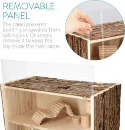 Navaris Houten Hamsterhuis - Speelhut Voor Hamsters, Kleine Knaagdieren, Gerbils, Muizen - Schuilplaats Op Twee Etages Voor Hamster, Cavia, Muis -Huisdier Verkoop 1158x1200 8