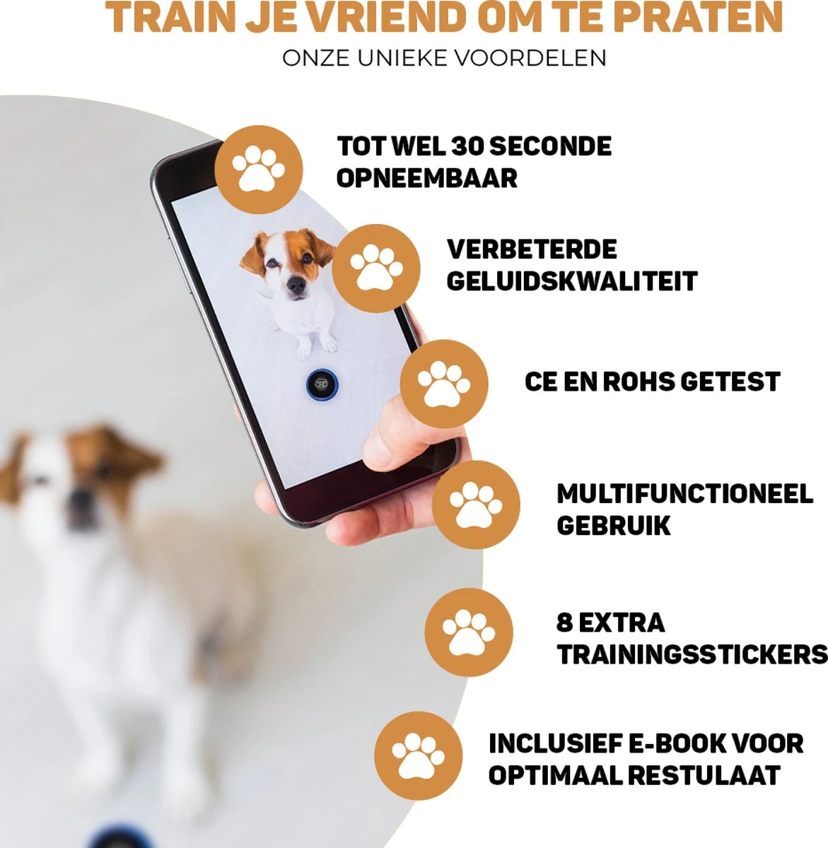 Vulpes Pets® PRO Praatknop Voor Honden - Dogbuttons - Laat Uw Huisdier Spreken - Hondenspeelgoed - Honden Training - Incl. E-Book & Trainingsstickers 6 Vulpes Pets® PRO Praatknop Voor Honden - Dogbuttons - Laat Uw Huisdier Spreken - Hondenspeelgoed - Honden Training - Incl. E-Book & Trainingsstickers - Afbeelding 4