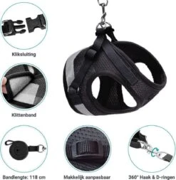 Hondentuig, Hondenharnas Met Hondenriem – Reflecterend - Zwart – Maat M (borst 35-40 Cm) -Huisdier Verkoop 1173x1200