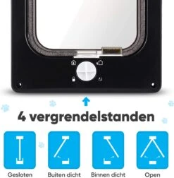 BFreshPets Kattenluik + Massageborstel - Met Tunnel - 4 Vergrendelingsstanden - Weersbestendig - Maat L - Zwart - 27 X 24 Cm -Huisdier Verkoop 1177x1200 10