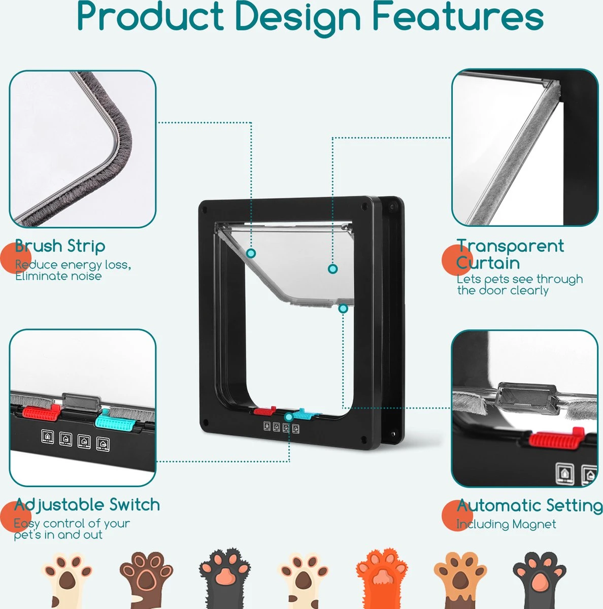 Nobleza Kattenluik Met Tunnel - 4 Vergrendelingsstanden - Weerbestendig - Binnen En Buiten - 28.5 X 25 Cm - Maat XL - Zwart 11 Nobleza Kattenluik Met Tunnel - 4 Vergrendelingsstanden - Weerbestendig - Binnen En Buiten - 28.5 X 25 Cm - Maat XL - Zwart - Afbeelding 9