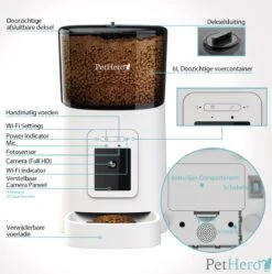 PetHero 3 Voerautomaat Wit - Verstelbare Camera - Smartphone Besturing - Automatische Voerbak Voor Kat Of Hond - 6.0 L -Huisdier Verkoop 1188x1200 3