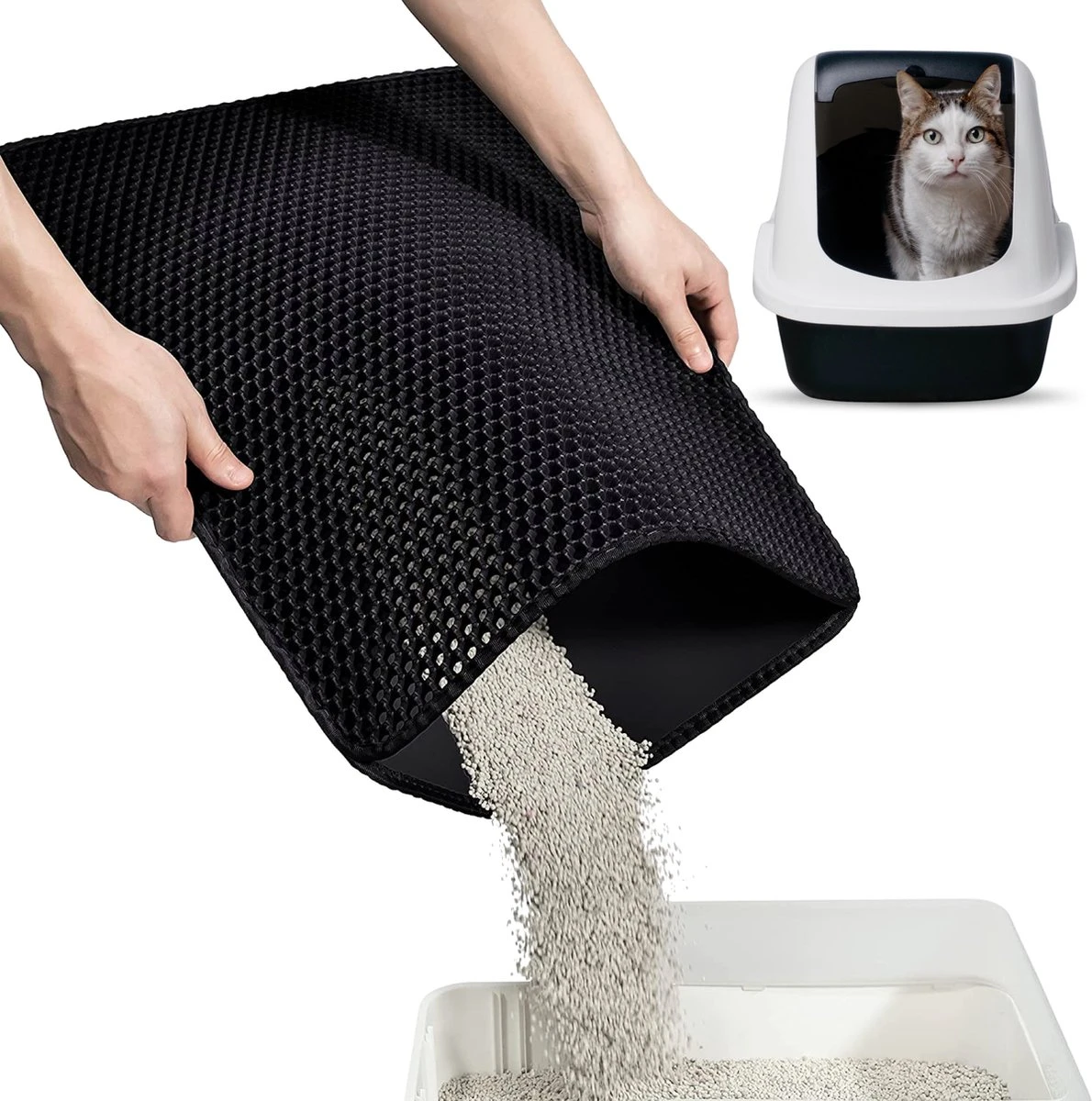 SIMU Lifestyle - Kattenbakmat - Grit Opvanger - Dubbele Laag - Waterdicht - Zwart - 50x40 Cm 3 SIMU Lifestyle - Kattenbakmat - Grit Opvanger - Dubbele Laag - Waterdicht - Zwart - 50x40 Cm