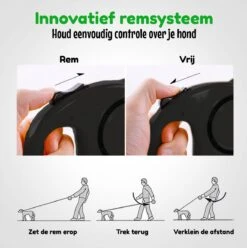 HGMD® Hondenriem - Hondenlijn 5 Meter- Innovatieve Remsysteem - Hondenriem - Zwart - Flexi Bele Rollijn - <20 Kg -Huisdier Verkoop 1194x1200 1