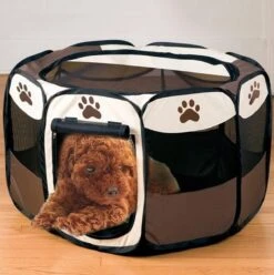 Opvouwbare Puppyren Bruin 90x90x60cm - Puppytent - Dogs&Co 9 Opvouwbare Puppyren Bruin 90x90x60cm - Puppytent - Dogs&Co -Huisdier Verkoop 1196x1200 12
