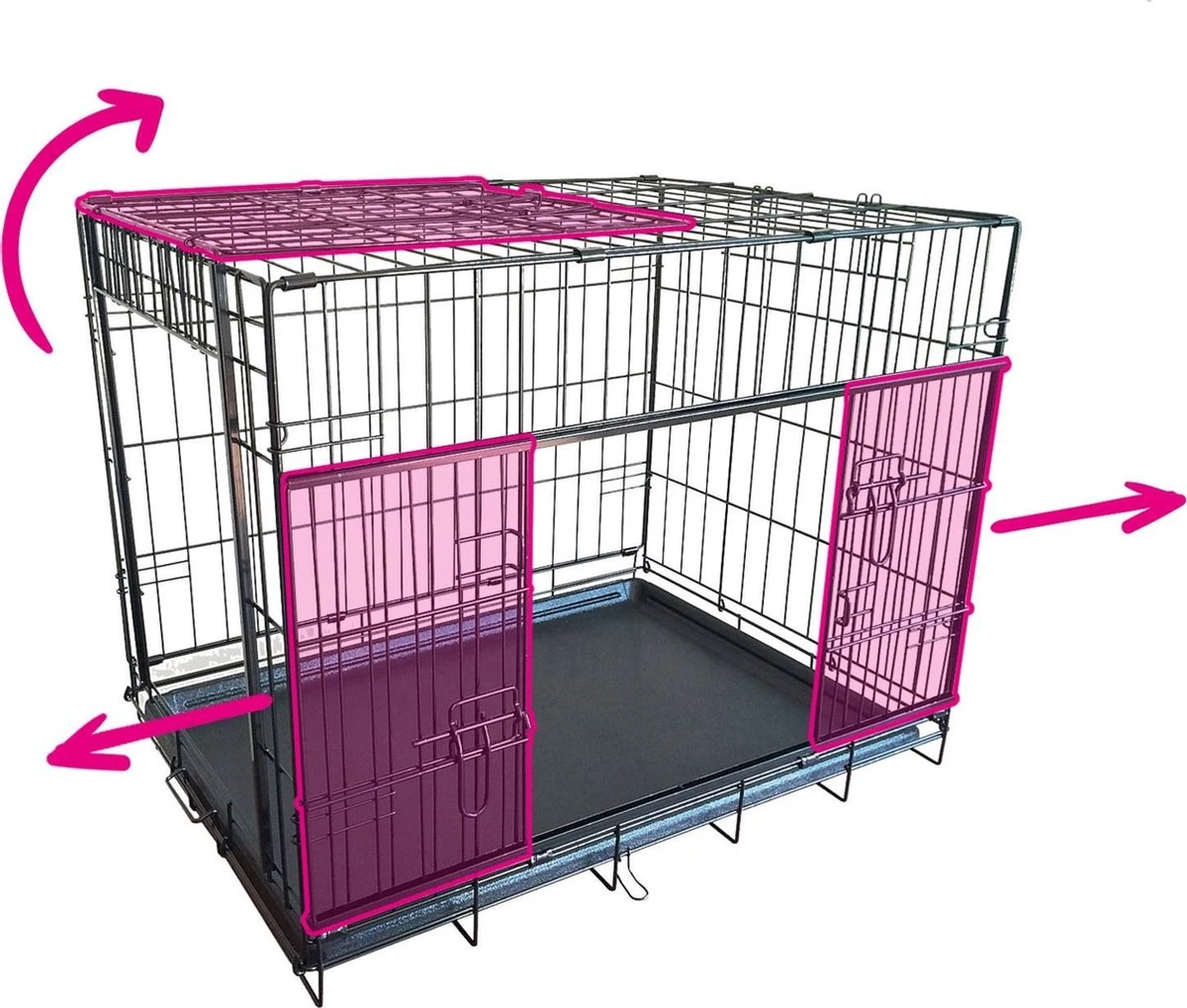 Adori Bench Met Schuifdeuren Zwart - Hondenbench - 61x46x53 Cm 5 Adori Bench Met Schuifdeuren Zwart - Hondenbench - 61x46x53 Cm - Afbeelding 3