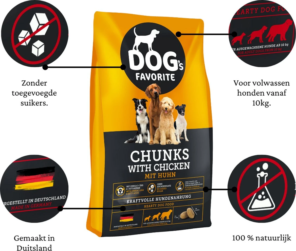 Natuurlijke Hondenbrokken Met Kip - Dog's Favorite | 15kg 4 Natuurlijke Hondenbrokken Met Kip - Dog's Favorite | 15kg - Afbeelding 2