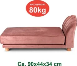 Maxxpro Katten- En Hondenbank - Roze - Verhoogd Met Houten Poten - Fluweel Materiaal - 90 X 44 X 34 CM - Huisdieren Tot 80 KG -Huisdier Verkoop 1200x1027 4