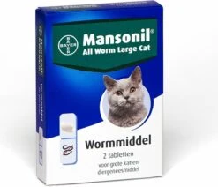 Mansonil All Worm Large Cat Ontworming - Grote Kat - 2 Tabletten