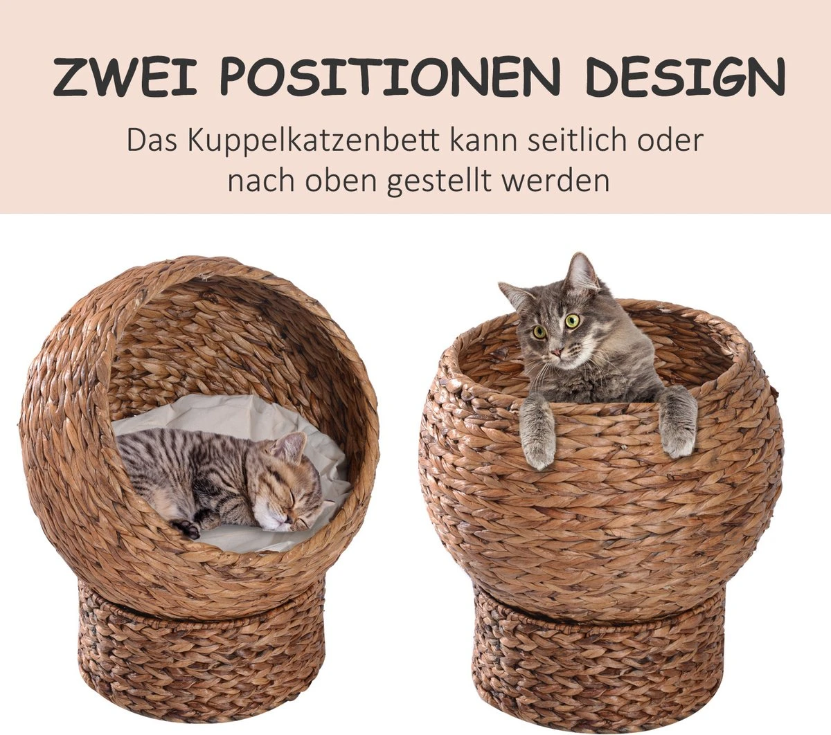 PawHut Kattenmand Rotan Kattennest Kattenbed Met Kussen Huisdierbed Bruin D30-104 9 PawHut Kattenmand Rotan Kattennest Kattenbed Met Kussen Huisdierbed Bruin D30-104 - Afbeelding 7