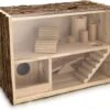 Navaris Houten Hamsterhuis - Speelhut Voor Hamsters, Kleine Knaagdieren, Gerbils, Muizen - Schuilplaats Op Twee Etages Voor Hamster, Cavia, Muis -Huisdier Verkoop 1200x1067 9