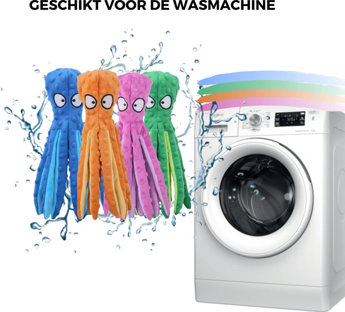 VEDIC® - Octopus Honden Knuffel Set Van 4 - Piepspeelgoed - Geen Vulling - 32CM - Groen/Blauw/Oranje/Roze 5 VEDIC® - Octopus Honden Knuffel Set Van 4 - Piepspeelgoed - Geen Vulling - 32CM - Groen/Blauw/Oranje/Roze - Afbeelding 3