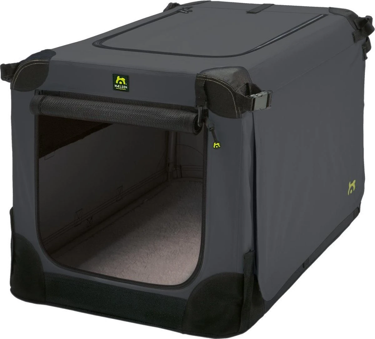 Maelson Soft Kennel - Robuuste Hondenbench Van Zacht Materiaal - Opvouwbare Kennel Met Stevig Stalen Binnenframe - Zwart/antraciet - XXS / XS / S / M / L / XL / XXL - 92 L 4 Maelson Soft Kennel - Robuuste Hondenbench Van Zacht Materiaal - Opvouwbare Kennel Met Stevig Stalen Binnenframe - Zwart/antraciet - XXS / XS / S / M / L / XL / XXL - 92 L - Afbeelding 2