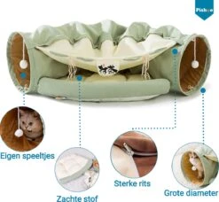 Pishoo® Kattentunnel - Speeltunnel Kat - Kattenspeeltjes - Kattenmand - Kattenhuis - Lichtgroen -Huisdier Verkoop 1200x1107 7