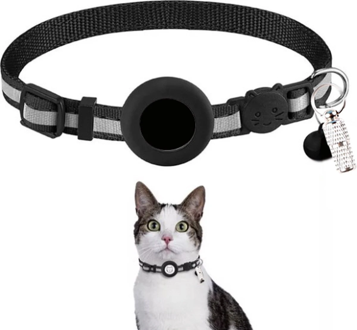 ACE Pets Reflecterende Kattenhalsband Met Veiligheidssluiting – Halsband Kat & Kitten - Met Adreskoker - Kittenhalsband & Kattenbandje Met Belletje - Geschikt Voor Apple Airtag - Zwart 3 ACE Pets Reflecterende Kattenhalsband Met Veiligheidssluiting – Halsband Kat & Kitten - Met Adreskoker - Kittenhalsband & Kattenbandje Met Belletje - Geschikt Voor Apple Airtag - Zwart