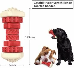 3-in-1 Hondenkauwbot - Gebitsverzorging - IQ Training - Voedsel Afgifte Functie - Geometrisch Ontwerp - Duurzaam & Milieuvriendelijk - Kauwbot - Honden - Hondenbot - Rood -Huisdier Verkoop 1200x1114 9