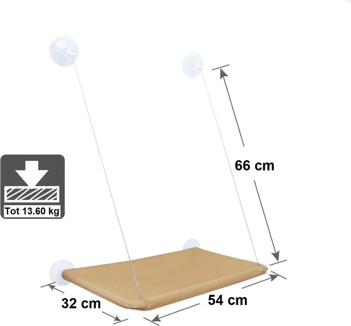 Merkloos Kattenhangmat Voor Raam - Hangmat Kat - Kattenmat - Kattenmand Raam - Kattenmand - Kattenspeeltjes - Beige - Voor Grote & Kleine Katten - Tot 20 KG 7 Merkloos Kattenhangmat Voor Raam - Hangmat Kat - Kattenmat - Kattenmand Raam - Kattenmand - Kattenspeeltjes - Beige - Voor Grote & Kleine Katten - Tot 20 KG - Afbeelding 5