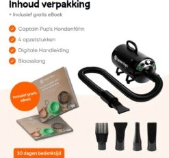 Captain Pup's Professionele Hondenföhn Met 4 Opzetstukken - Bijgeleverde Hondenborstel - Waterblazer Voor Honden - Zwart 15 Captain Pup's Professionele Hondenföhn Met 4 Opzetstukken - Bijgeleverde Hondenborstel - Waterblazer Voor Honden - Zwart -Huisdier Verkoop 1200x1116