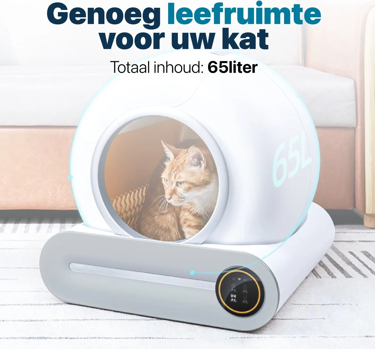 BOME Automatische Kattenbak - Zelfreinigende Kattenbak - Met App En Touchscreen - 65L 8 BOME Automatische Kattenbak - Zelfreinigende Kattenbak - Met App En Touchscreen - 65L - Afbeelding 6