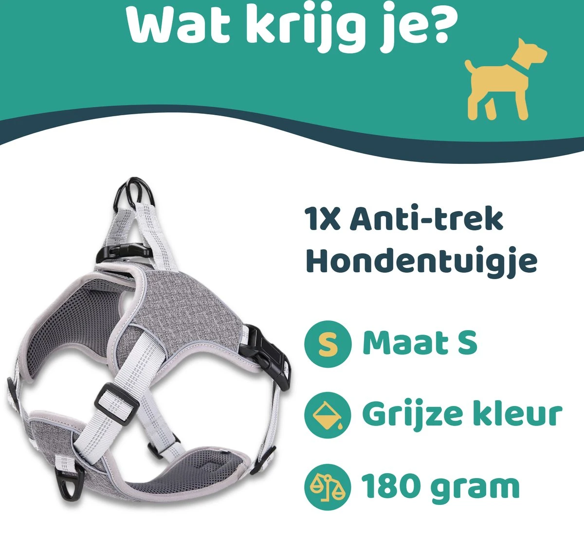 Mmoods Hondentuigje Grijs - Anti-Trek Tuig Voor Puppy's - Hondenharnas Voor Kleine Honden - Reflecterende Halsband Hond - Hondenhalsband Maat S 9 Mmoods Hondentuigje Grijs - Anti-Trek Tuig Voor Puppy's - Hondenharnas Voor Kleine Honden - Reflecterende Halsband Hond - Hondenhalsband Maat S - Afbeelding 7