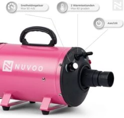 Nuvoo Professionele Hondenföhn / Waterblazer / Hondenborstel Met 3 Opzetstukken - Verstelbare Vermogen Tot 2200W - Warme / Koude Stand - Roze -Huisdier Verkoop 1200x1140 5