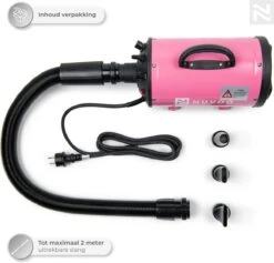 Nuvoo Professionele Hondenföhn / Waterblazer / Hondenborstel Met 3 Opzetstukken - Verstelbare Vermogen Tot 2200W - Warme / Koude Stand - Roze -Huisdier Verkoop 1200x1151 1