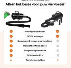 Captain Pup's Professionele Hondenföhn Met 4 Opzetstukken - Bijgeleverde Hondenborstel - Waterblazer Voor Honden - Zwart 16 Captain Pup's Professionele Hondenföhn Met 4 Opzetstukken - Bijgeleverde Hondenborstel - Waterblazer Voor Honden - Zwart -Huisdier Verkoop 1200x1153