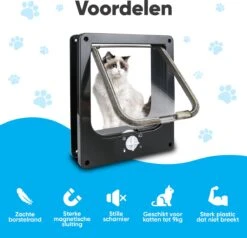 BFreshPets Kattenluik + Massageborstel - Met Tunnel - 4 Vergrendelingsstanden - Weersbestendig - Maat L - Zwart - 27 X 24 Cm -Huisdier Verkoop 1200x1156 17