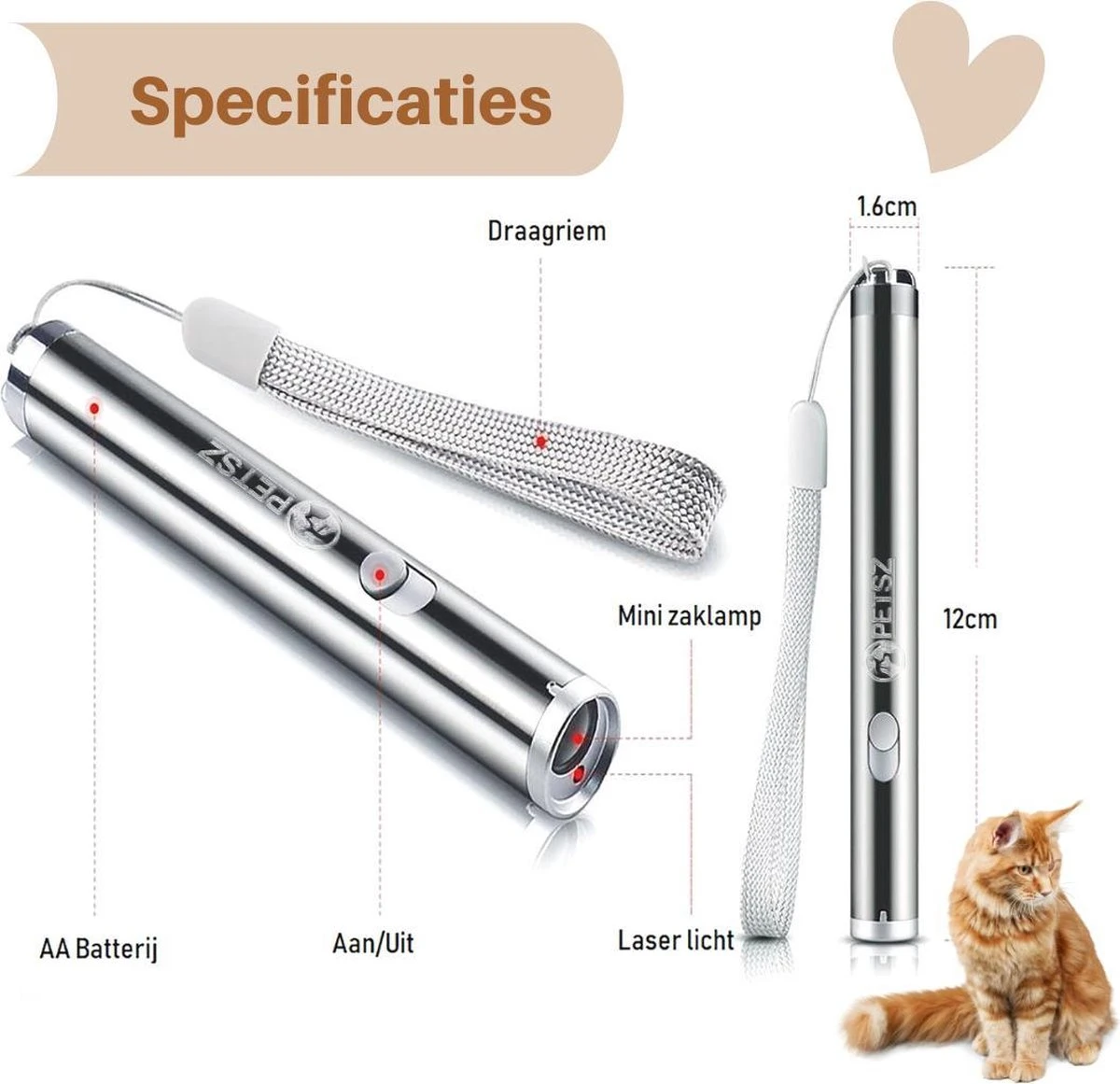 Laserpen - Kattenspeeltjes - Zaklamp - Kat - Laser - Kattenspeelgoed - RVS Opbergblikje 5 Laserpen - Kattenspeeltjes - Zaklamp - Kat - Laser - Kattenspeelgoed - RVS Opbergblikje - Afbeelding 3