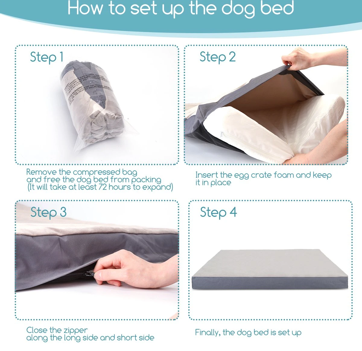 Nobleza Orthopedische Hondenkussen Wasbaar - Hondenbed - Maat L: 90 X 70 X 8 Cm - Grijs 3 Nobleza Orthopedische Hondenkussen Wasbaar - Hondenbed - Maat L: 90 X 70 X 8 Cm - Grijs