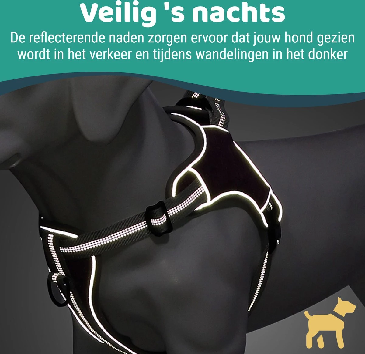 Mmoods Hondentuigje Grijs - Anti-Trek Tuig - Hondenharnas Voor Extra Grote Honden - Reflecterende Halsband Hond - Hondenhalsband Maat XL 8 Mmoods Hondentuigje Grijs - Anti-Trek Tuig - Hondenharnas Voor Extra Grote Honden - Reflecterende Halsband Hond - Hondenhalsband Maat XL - Afbeelding 6