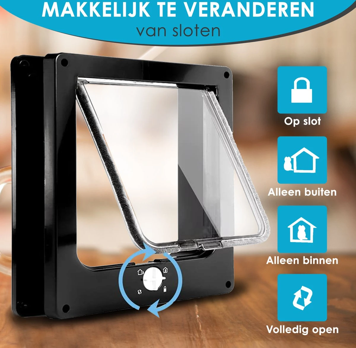 Gluxury Kattenluik Zwart Met Tunnel - 4 Vergrendelingsstanden - Weerbestendig - Binnen En Buiten - Maat L - Nederlandse Handleiding 5 Gluxury Kattenluik Zwart Met Tunnel - 4 Vergrendelingsstanden - Weerbestendig - Binnen En Buiten - Maat L - Nederlandse Handleiding - Afbeelding 3