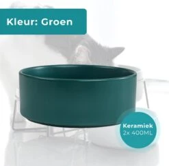 Homefy Voerbak Hond / Kat Met Standaard - Bamboe Standaard - 2 X 400 ML - Keramiek Groen -Huisdier Verkoop 1200x1176 11
