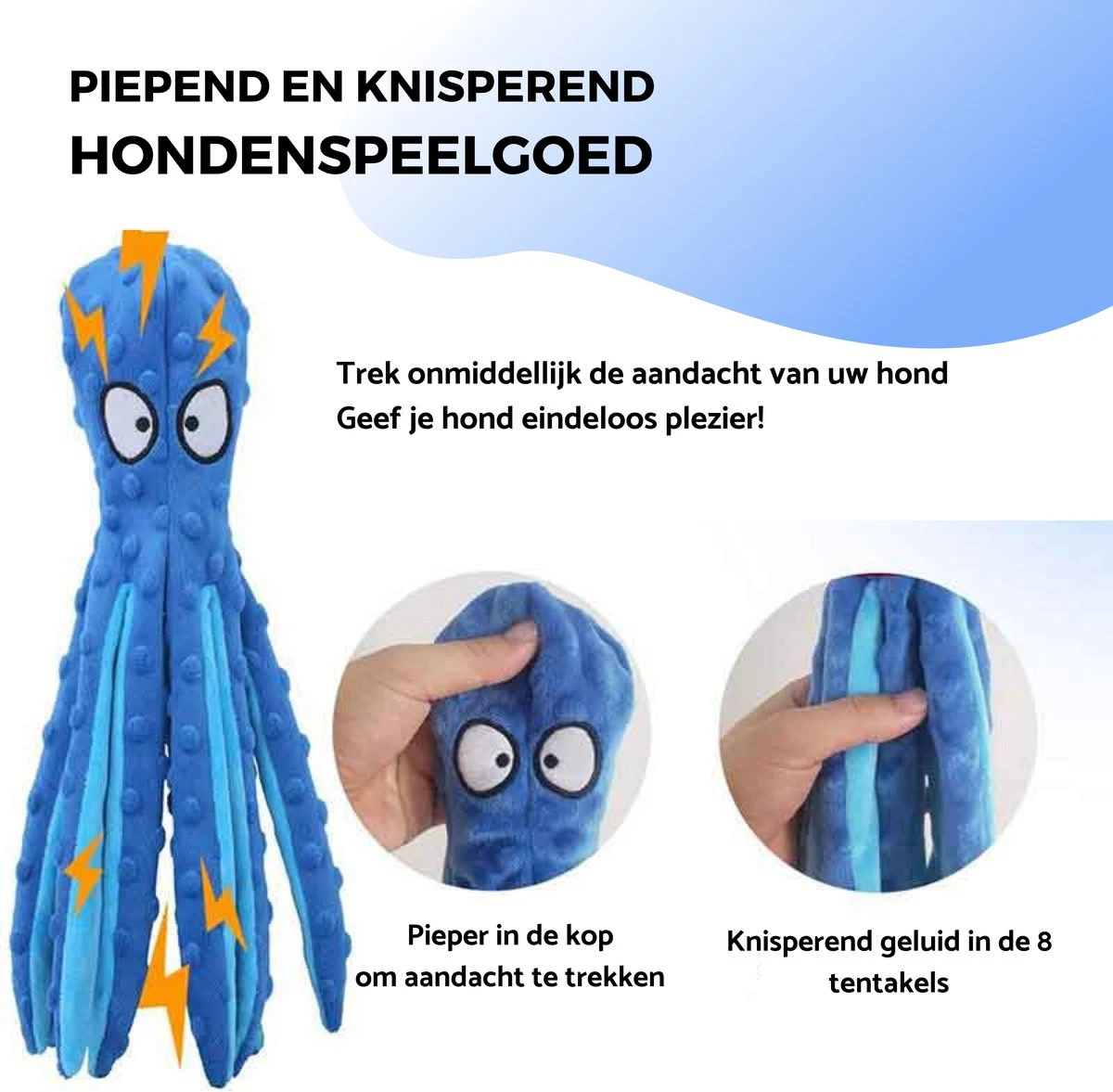 VEDIC® - Octopus Honden Knuffel Set Van 4 - Piepspeelgoed - Geen Vulling - 32CM - Groen/Blauw/Oranje/Roze 4 VEDIC® - Octopus Honden Knuffel Set Van 4 - Piepspeelgoed - Geen Vulling - 32CM - Groen/Blauw/Oranje/Roze - Afbeelding 2