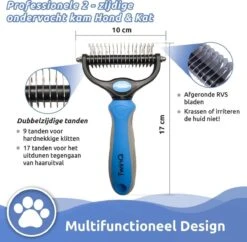 TwinQ Vachtverzorgingsset Hond/kat - Professionele 2-zijdige Ondervacht Kam - Klittenkam Voor Honden En Katten - Verwijderd Klitten En Voorkomt Haaruitval - Incl. Vlooienkam En Tandenborstel -Huisdier Verkoop 1200x1178 9
